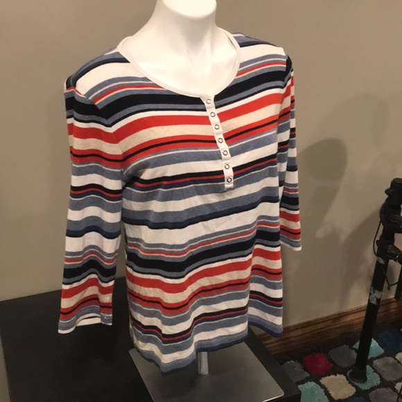 Croft & Borrow 3/4 Sleeve Large Stripped Shirt - Picture 5 of 5